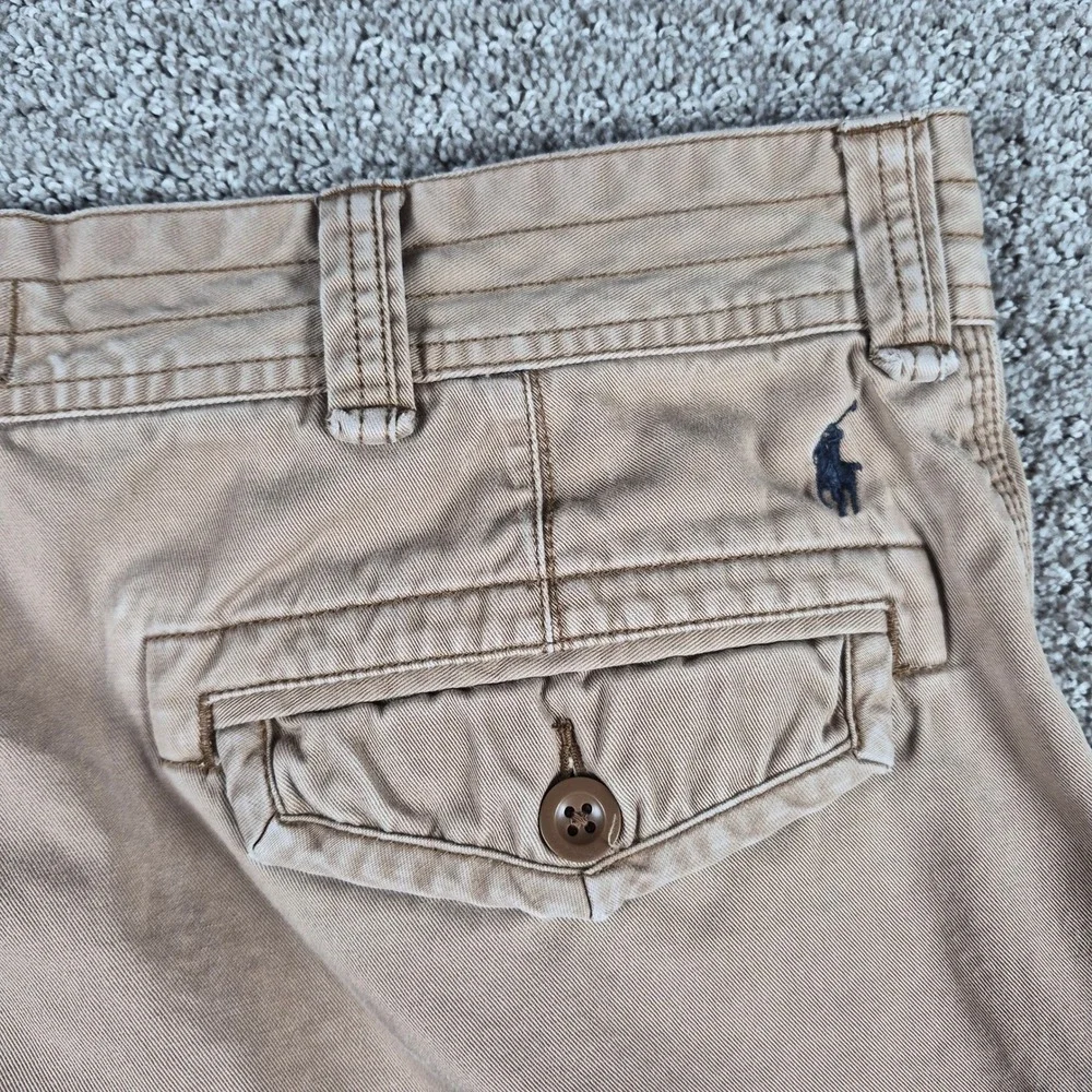 Vintage Polo Ralph Lauren Cargo Shorts Mens 42T Khaki Gellar Canvas Heavy Cotton
